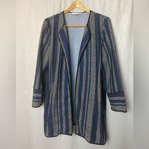 Jones Studio Eclectic Chevron Black and Blue Striped Jacket